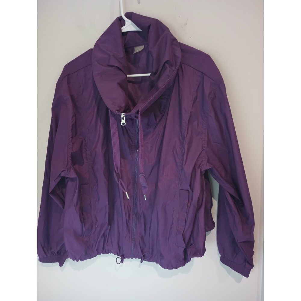Xersion Women's Purple Lightweight Windbreaker Jacket Funnel Neck Drawstring...